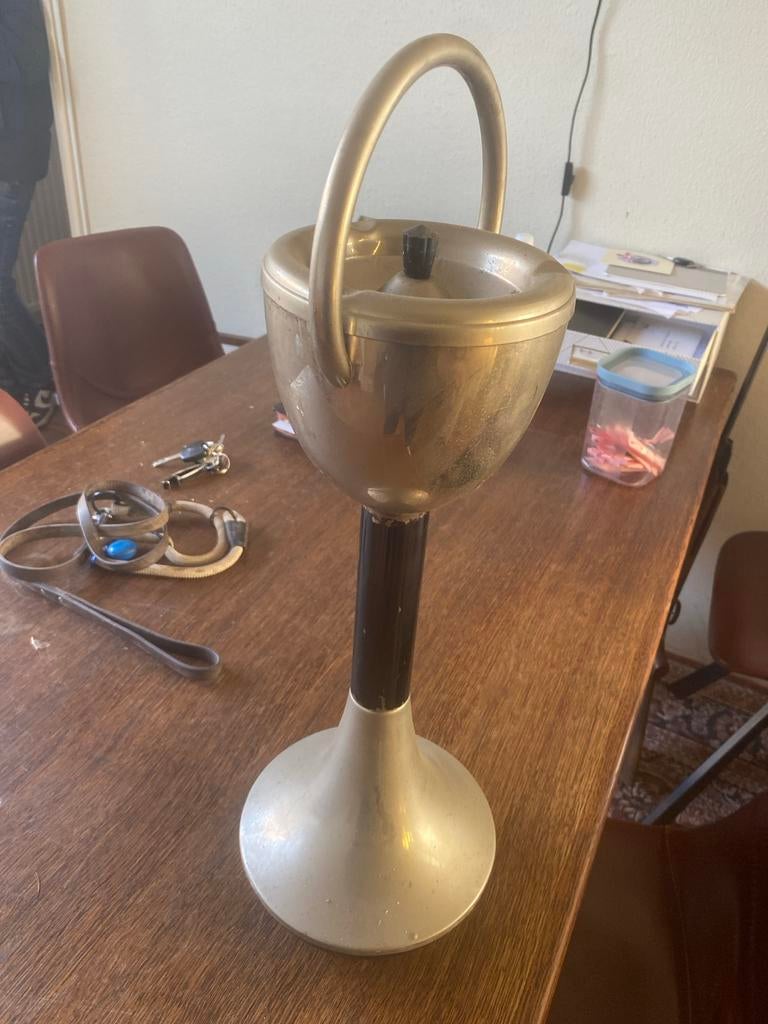 Vintage staande asbak - messing en zwart, Ophalen