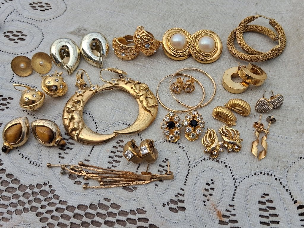 Lot vintage sieraden, Verzenden, Overige materialen, Oorbellen, Met edelsteen