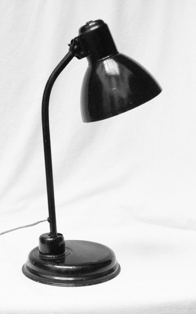 Bureaulamp - zwartgelakt metaal - Stijl Bauhaus., Ophalen of Verzenden