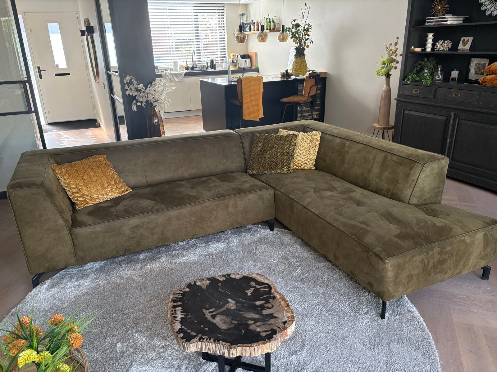 Moderne hoekbank, 5 jaar oud, goede staat, zsm ophalen, Ophalen, 250 tot 300 cm, Gebruikt, 100 tot 125 cm