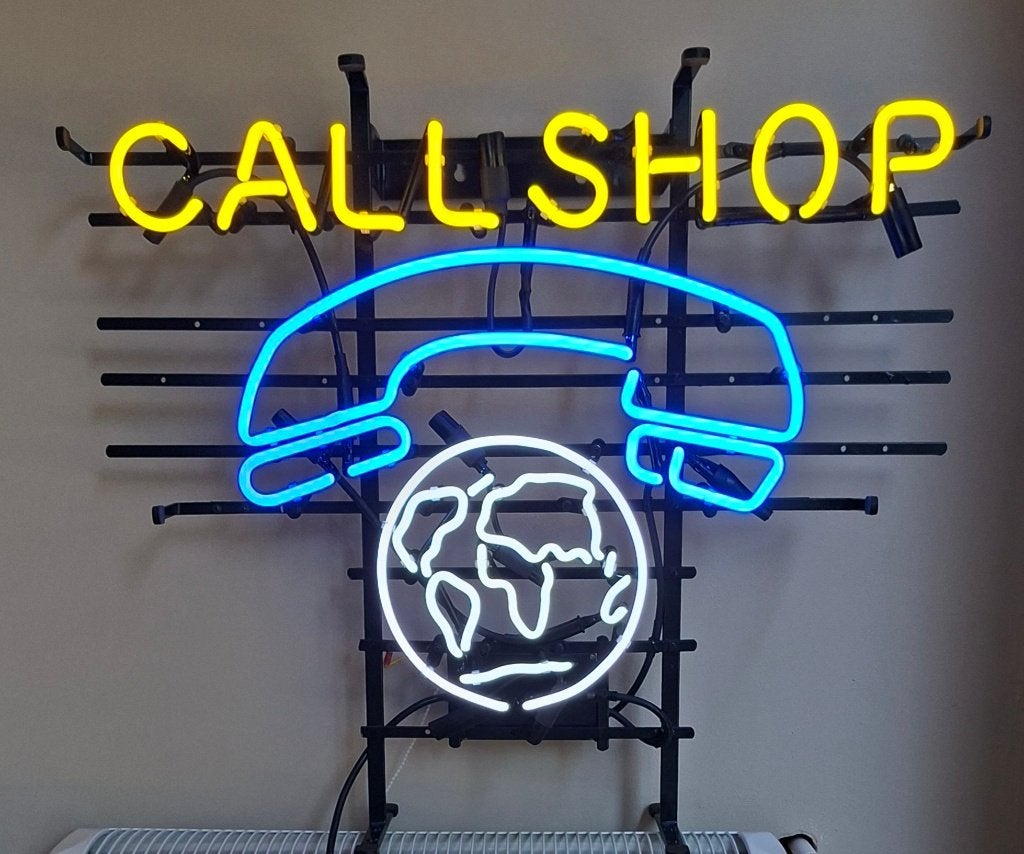 Neonreclame CALLSHOP unieke echte neon, Verzamelen, Ophalen, Zo goed als nieuw, Lichtbak of (neon) lamp