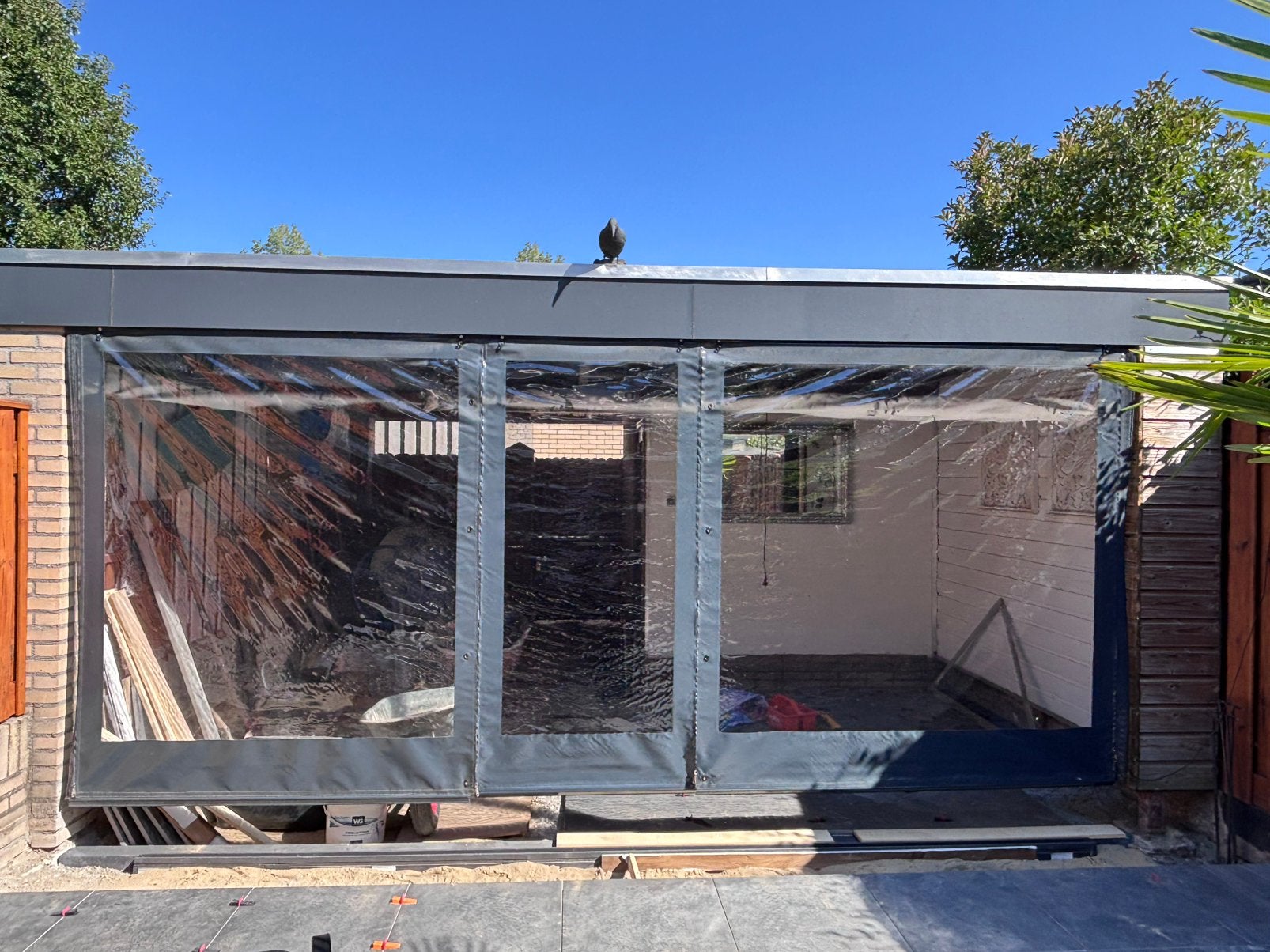 Gratis afhalen pvc afscheiding met doorkijk, Tuin en Terras, Ophalen, Zo goed als nieuw