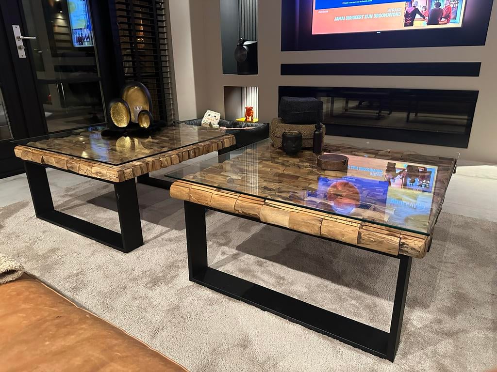 Twee Rofra salontafels, Huis en Inrichting, Tafels | Salontafels, Ophalen, Gebruikt, Vierkant, 50 tot 100 cm