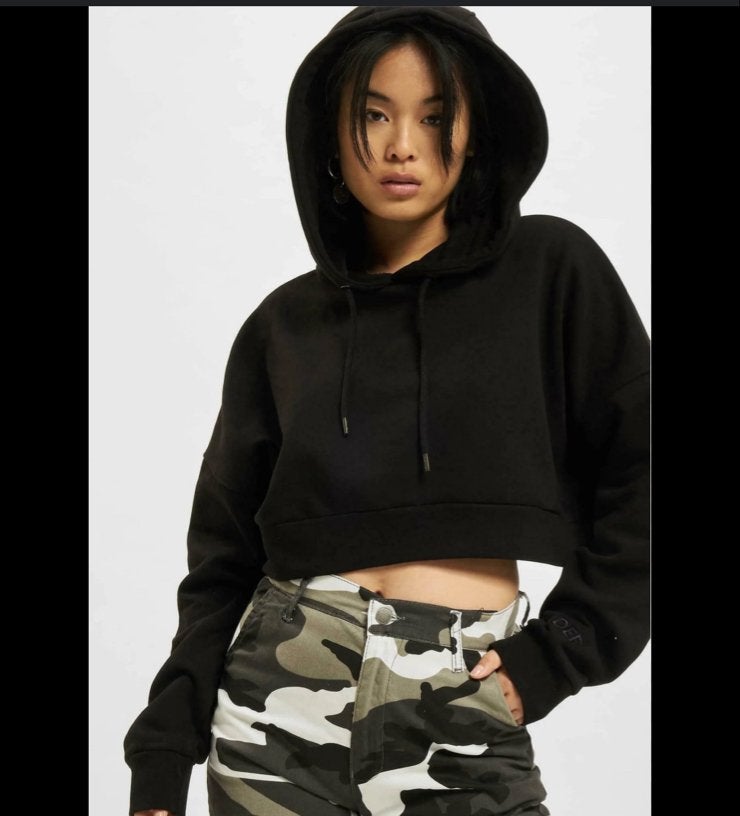 Zwarte Cropped Hoodie van Shein, Kleding | Dames, Ophalen of Verzenden, Zo goed als nieuw, Maat 34 (XS) of kleiner, Zwart
