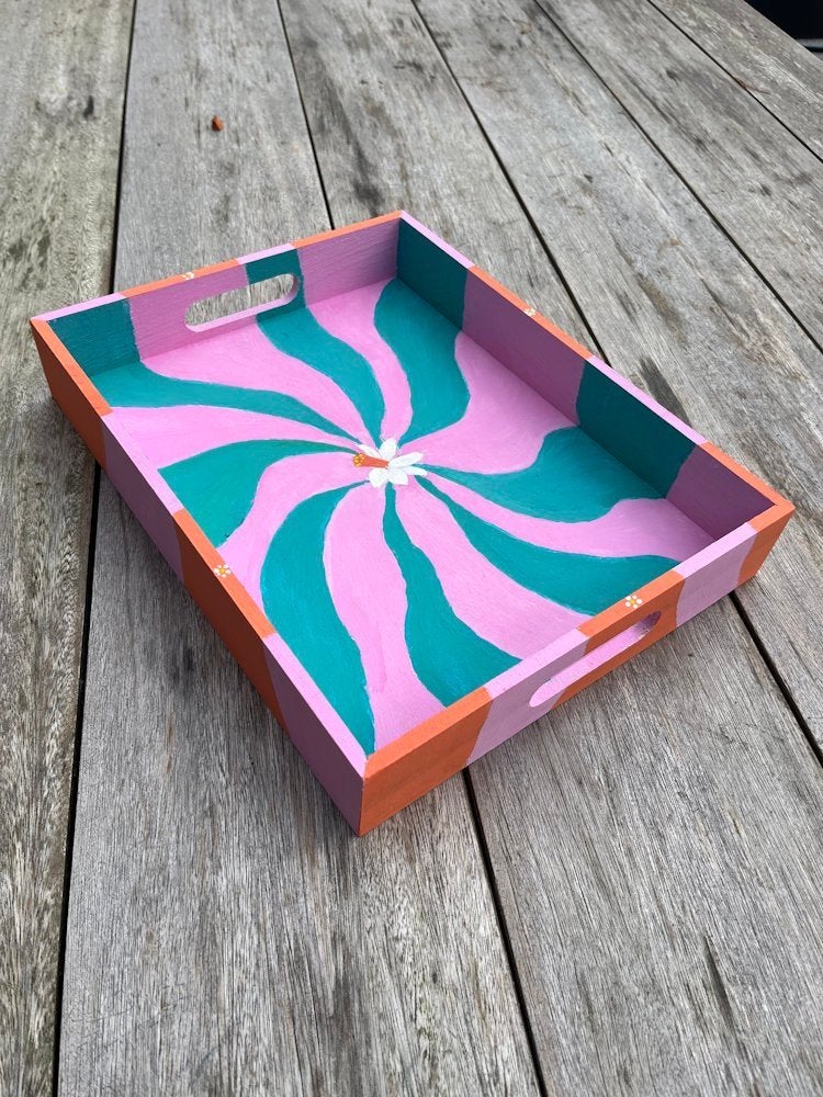 Dienblad kunst Narcis handgeschilderd, Info@kinderworkshops-petra-dongen.nl, P Gillisstraat, Met opstaande rand, Nieuw