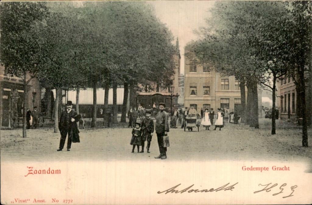 Zaandam - Gedempte Gracht - Straatbeeld, Ophalen of Verzenden, Voor 1920, Gelopen, Noord-Holland