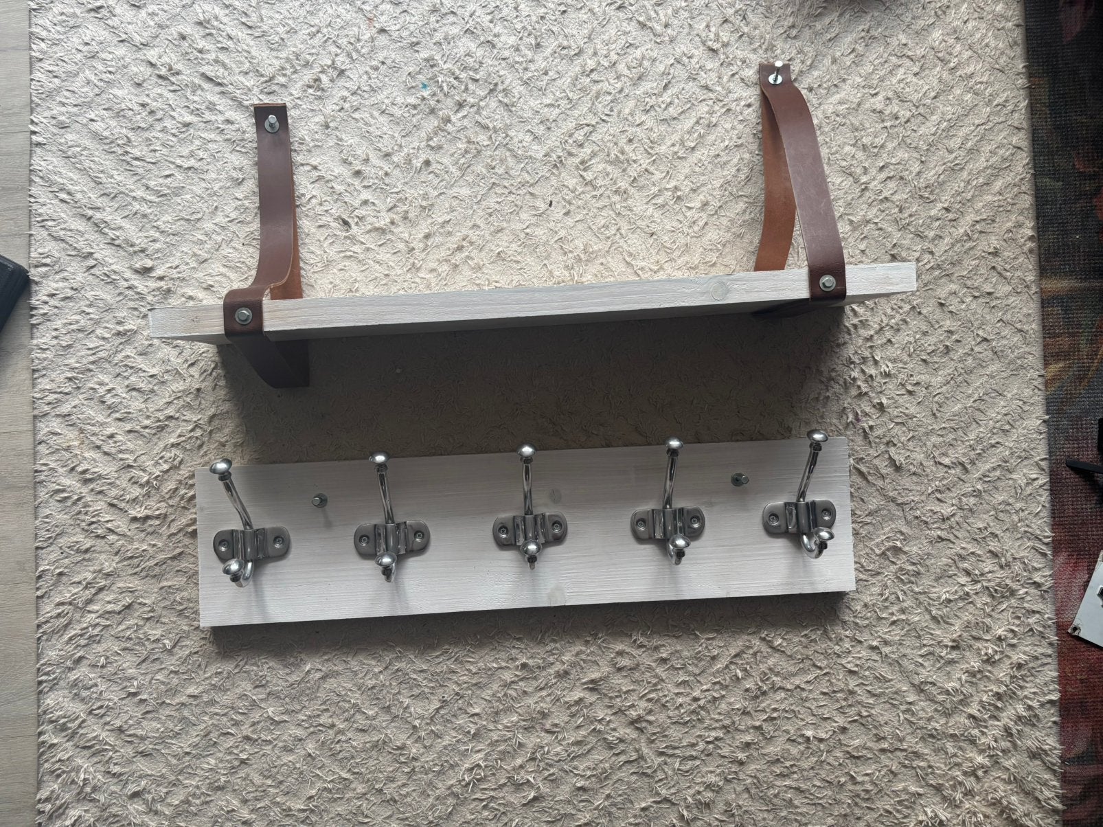 Steigerhouten kapstok met plank en kinder kapstok, Wandkapstok, Gebruikt, Ophalen of Verzenden, Minder dan 100 cm