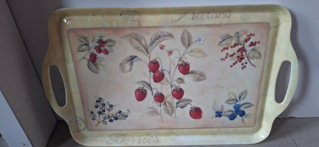 Vintage melamine dienblad met fruitmotief, Ophalen of Verzenden