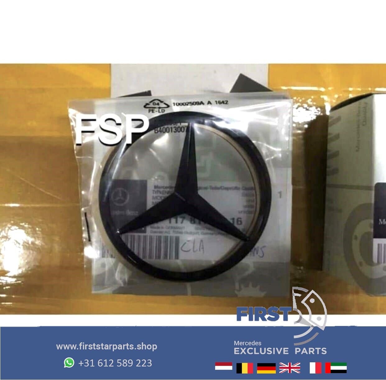 Kofferklep logo Mercedes STER ZWART W176 W205 achterbak logo, Auto-onderdelen, Gebruikt, -, Ophalen of Verzenden, -