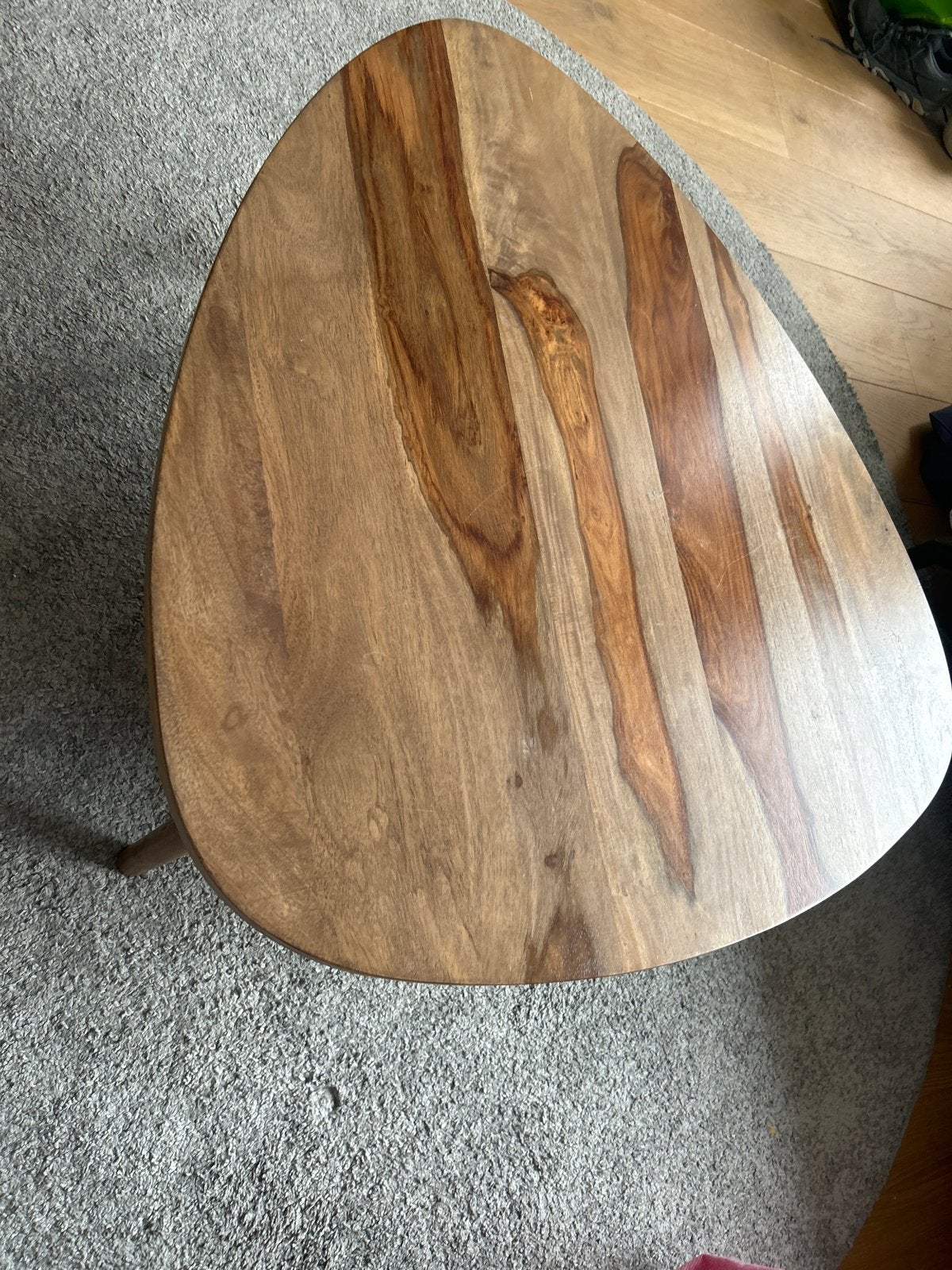 Unieke Sheeshamhouten Salontafel - Organische Vorm, Ophalen, Gebruikt, 50 tot 100 cm, 50 tot 100 cm