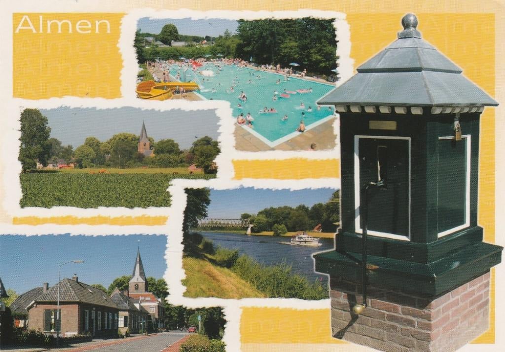ALMEN Zwembad Panorama Centrum Brug Pomp, Verzenden, 1980 tot heden, Gelopen, Gelderland
