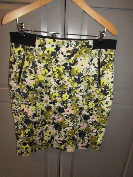 G972 Gerry Weber mt 40 rok zwart geel ritszakken scuba, Maat 38/40 (M), Verzenden, Zwart, Zo goed als nieuw