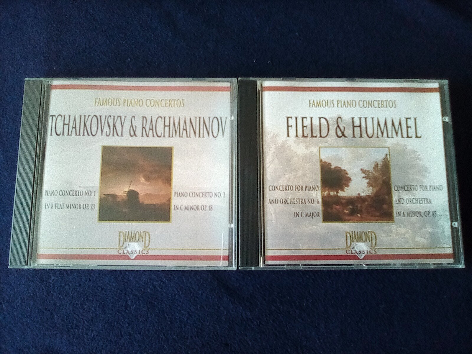 2x CD Pianoconcerten Tchaikovsky, Rachmaninov, Field,Hummel, Ophalen of Verzenden, Classicisme, Zo goed als nieuw, Kamermuziek