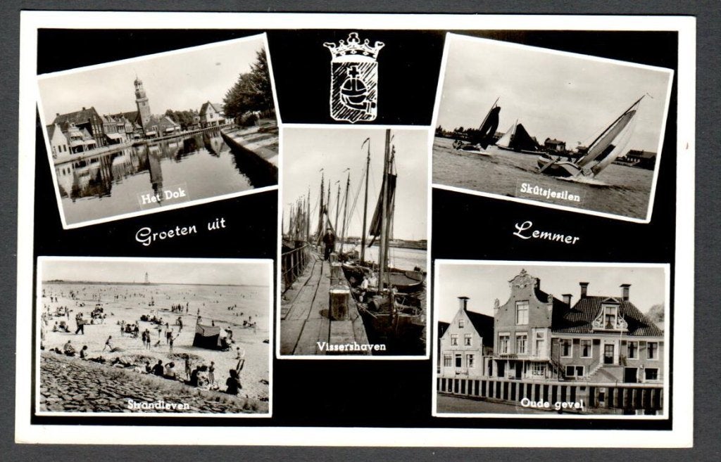 Oude Ansicht - Lemmer - Groeten uit Lemmer - Frl, Ophalen of Verzenden, 1940 tot 1960, Gelopen, Friesland