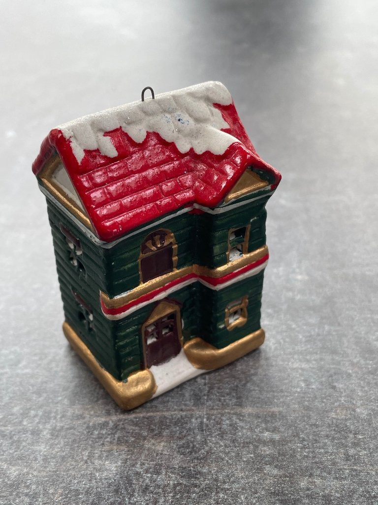 Vintage kerst: huisje voor in de boom (7cm), Ophalen of Verzenden, Zo goed als nieuw
