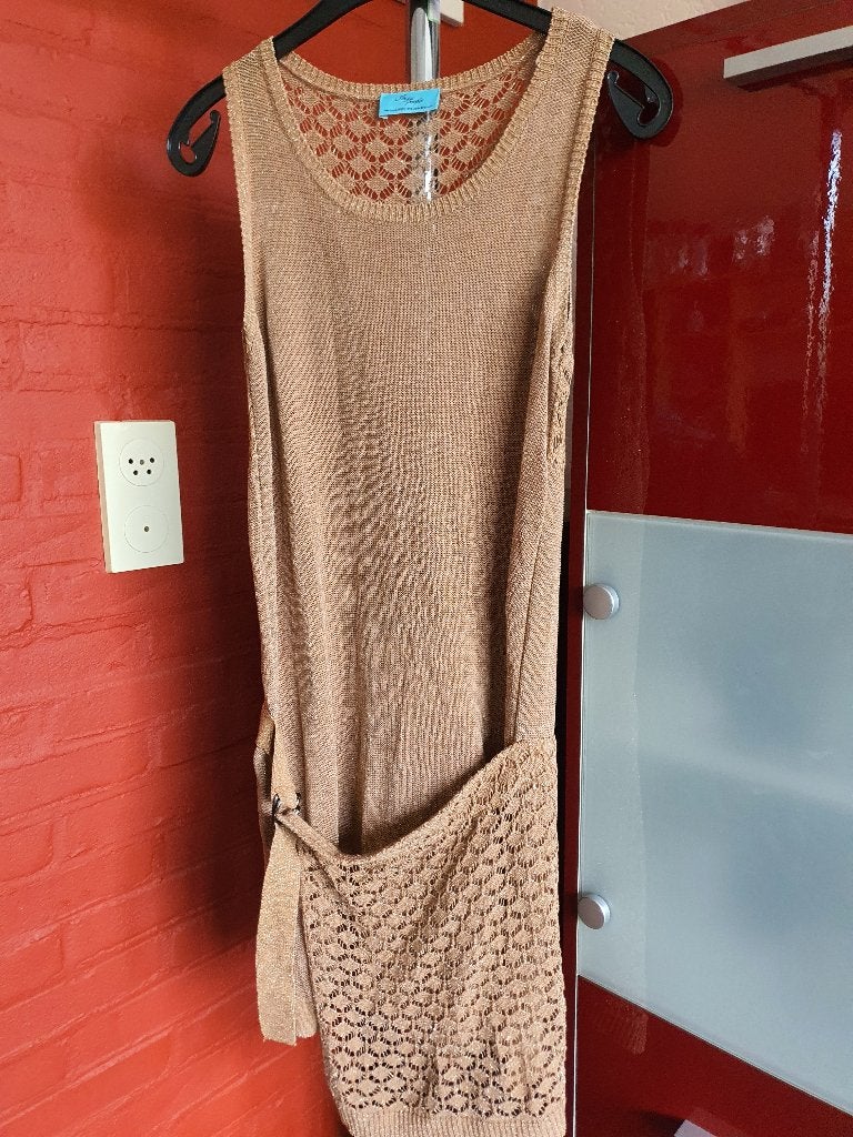 Ibiza People jurk XS/S beige goud boho zomer, Beige, Ophalen of Verzenden, Zo goed als nieuw, Maat 34 (XS) of kleiner