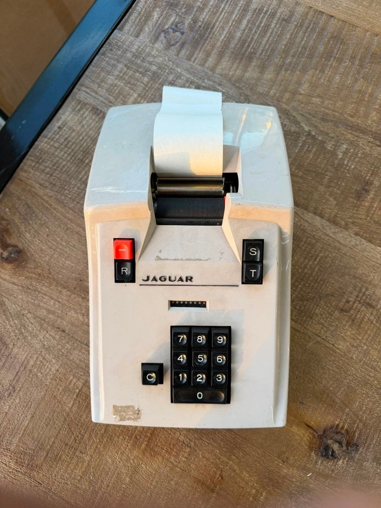 Vintage Jaguar Rekenmachine met Rol Retro Industrieel, Ophalen, Huis en Inrichting