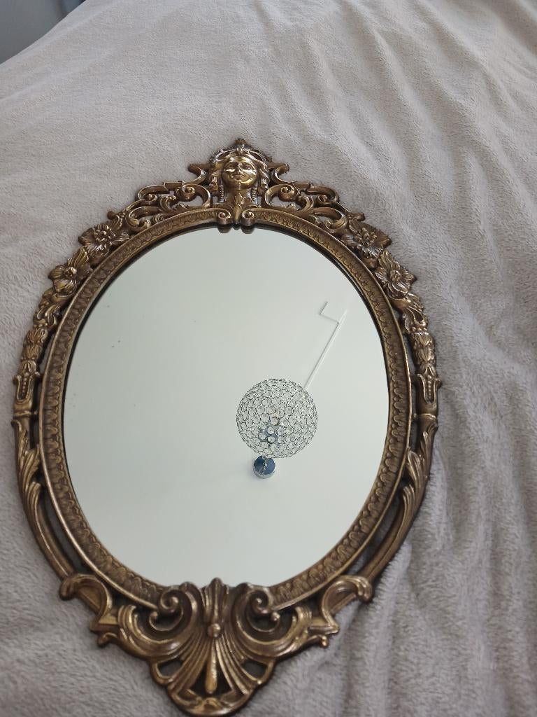 Spiegel messing louis xv kuifspiegel, Ophalen, Ovaal, Minder dan 50 cm, Minder dan 100 cm