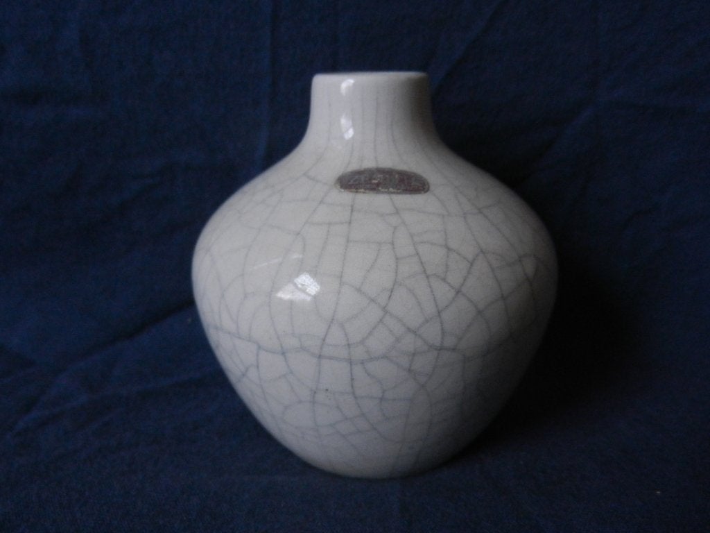 Wit craquele geglazuurde baluster vaas Zenith Gouda h 8,5 cm, Ophalen of Verzenden