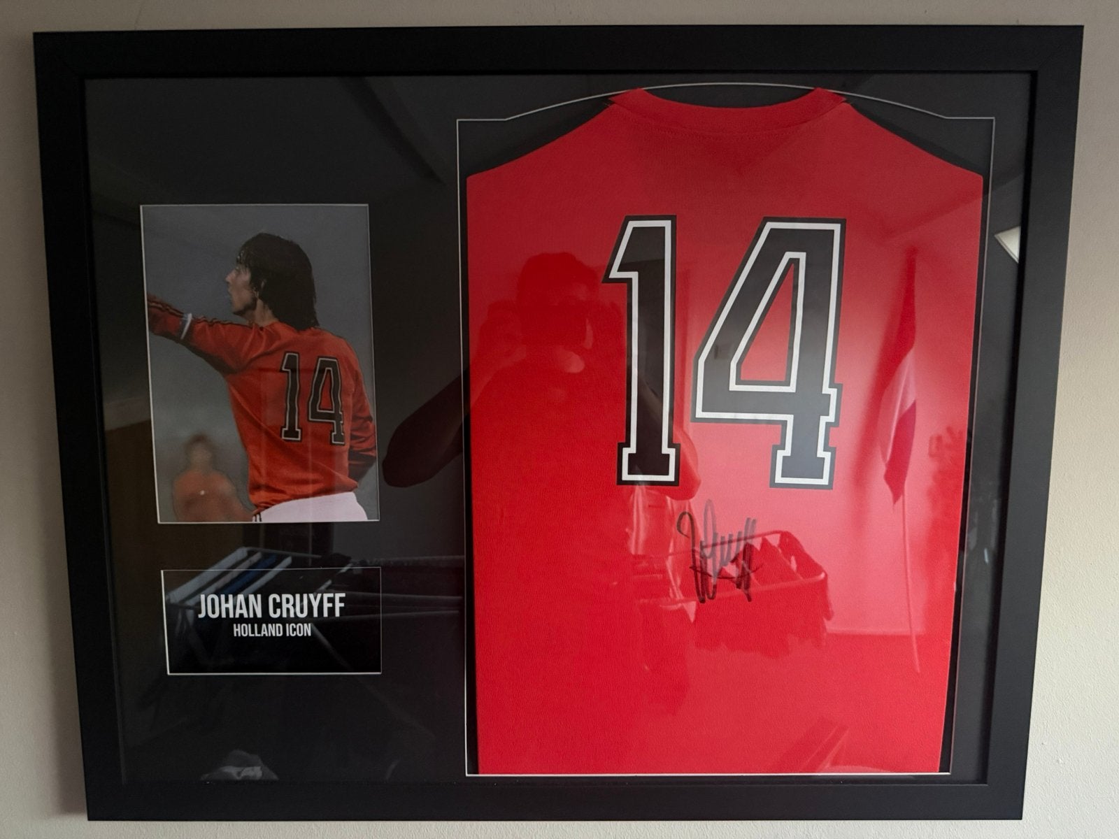 Gesigneerd Johan Cruijff Nederland Shirt Ingelijst met COA, Ophalen, Zo goed als nieuw, Ajax, Shirt