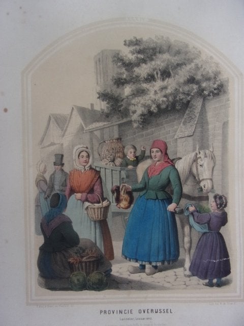Klederdracht Bing & Braet XXXIV Overijssel Lonneker, Losser, Gesigneerd, Dagelijks leven, 1800 - 1899, Ophalen of Verzenden