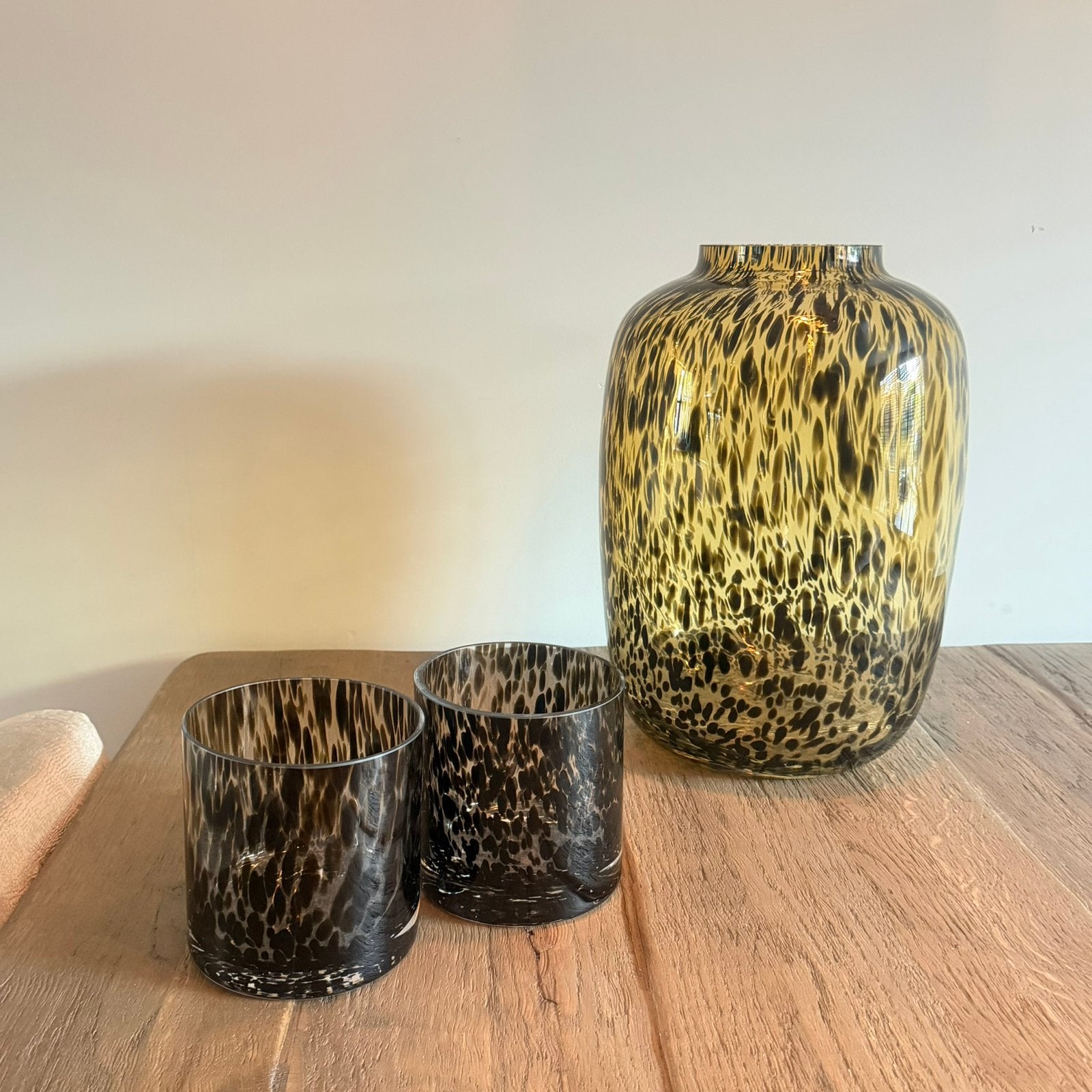 Panter vaas met theelichtjes, Overige kleuren, Ophalen of Verzenden, Minder dan 50 cm, Glas