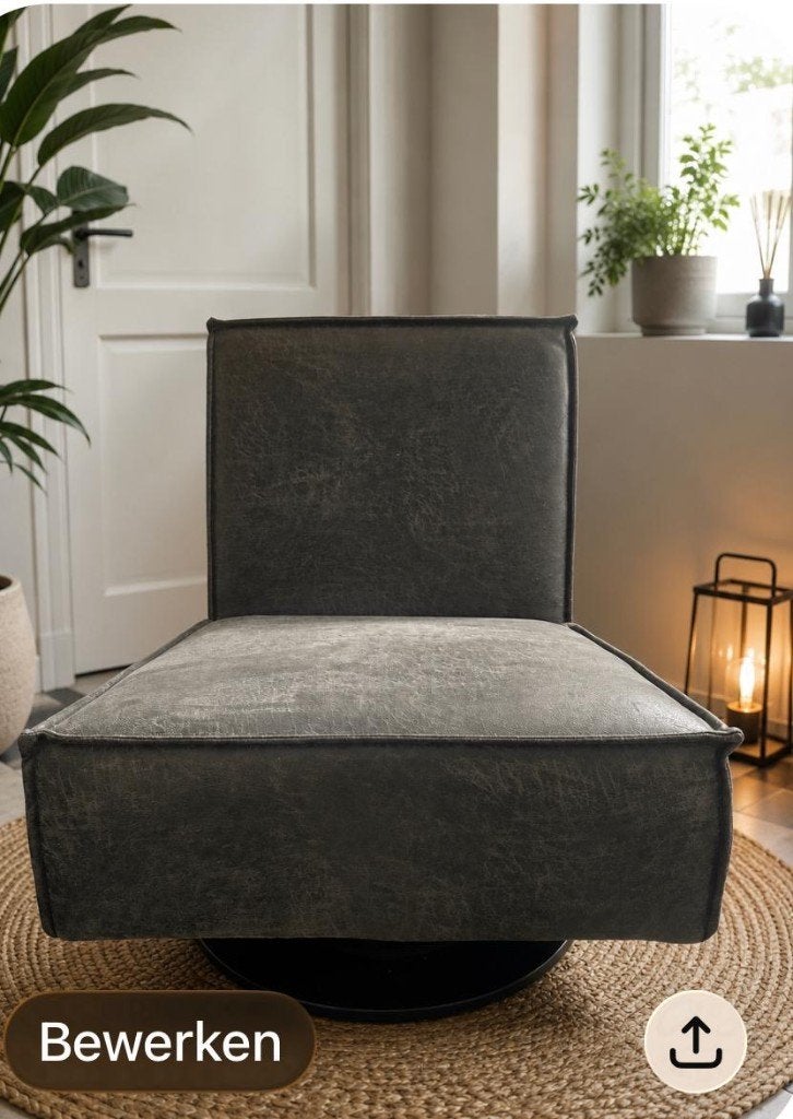 Te koop: fauteuil als nieuw, Ophalen, Minder dan 75 cm, Leer, Zo goed als nieuw