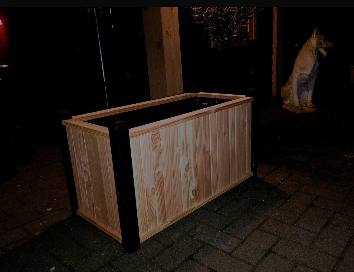 Douglas plantenbak RAL 9005 zwart hoekbalken, Ophalen, 100 cm of meer, Nieuw, Rechthoekig