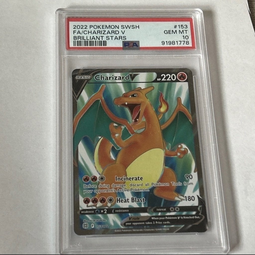 Charizard V brilliant stars PSA 10, Ophalen of Verzenden, Nieuw, Losse kaart, Foil