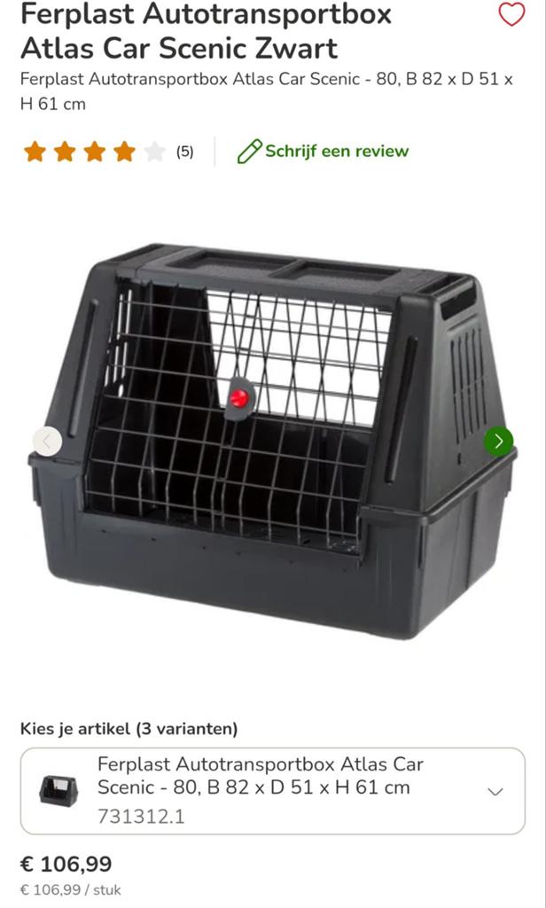 Ferplast auto bench hond, Ophalen, Gebruikt