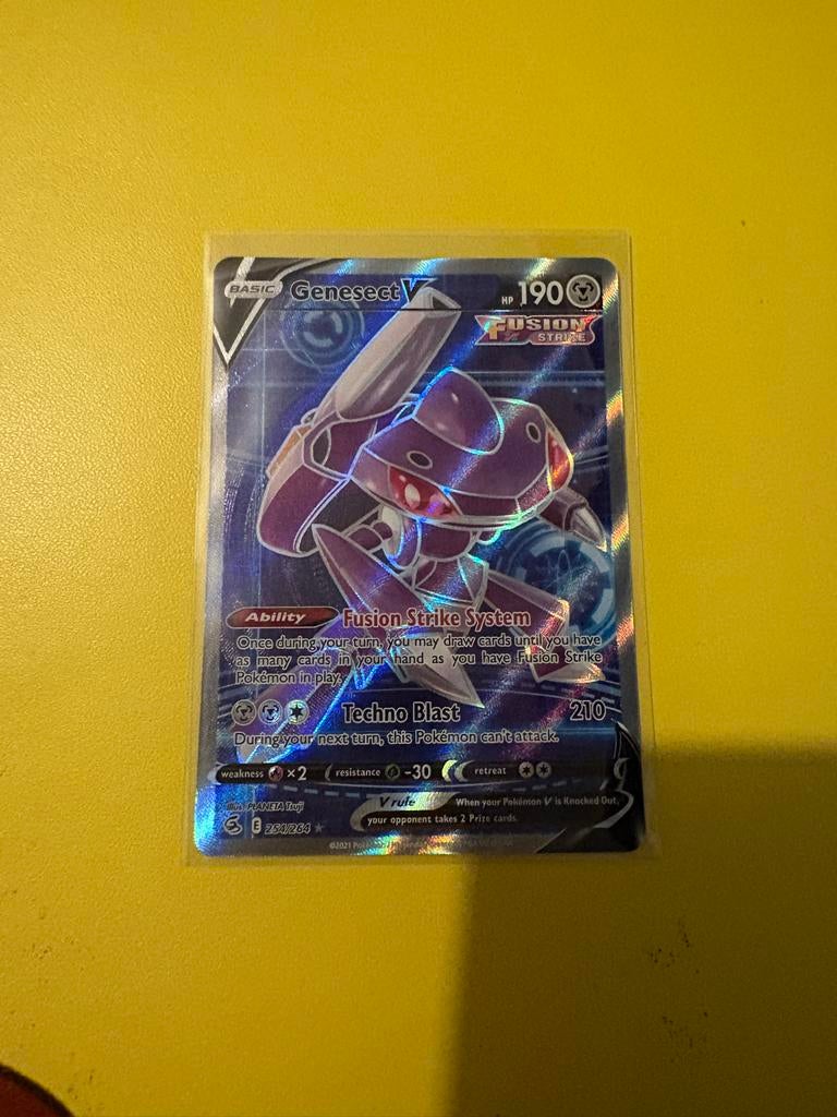 Genesect V Full Art Fusion Strike Pokémon Kaart, Ophalen of Verzenden, Zo goed als nieuw, Losse kaart, Foil