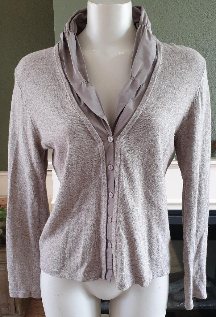 Gerry Weber beige vest met vaste sjaal 38 M, Maat 38/40 (M), Verzenden, Beige, Zo goed als nieuw