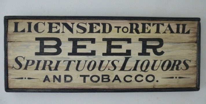 Groot handgeschilderd houten paneel/bier/wijn/drank/slijter, Reclamebord, Ophalen of Verzenden, Zo goed als nieuw, B6