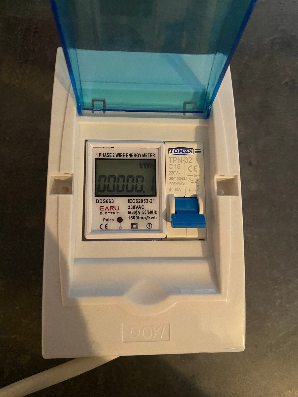Nieuwe kWh meter - 1 groep - mini meter - groepenkast -1fase, Ophalen of Verzenden, Nieuw