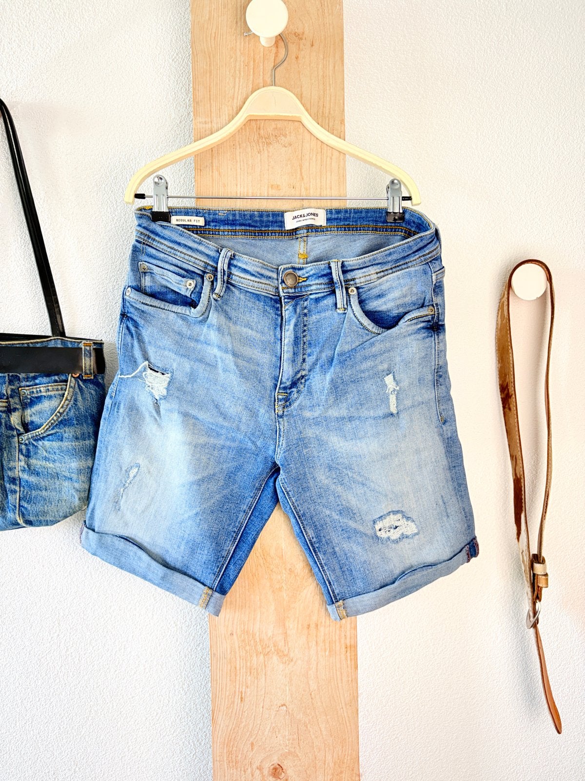 Jack & Jones Regular Fit Jeans Short - Maat M, Verzenden, Gedragen, Blauw, Overige jeansmaten