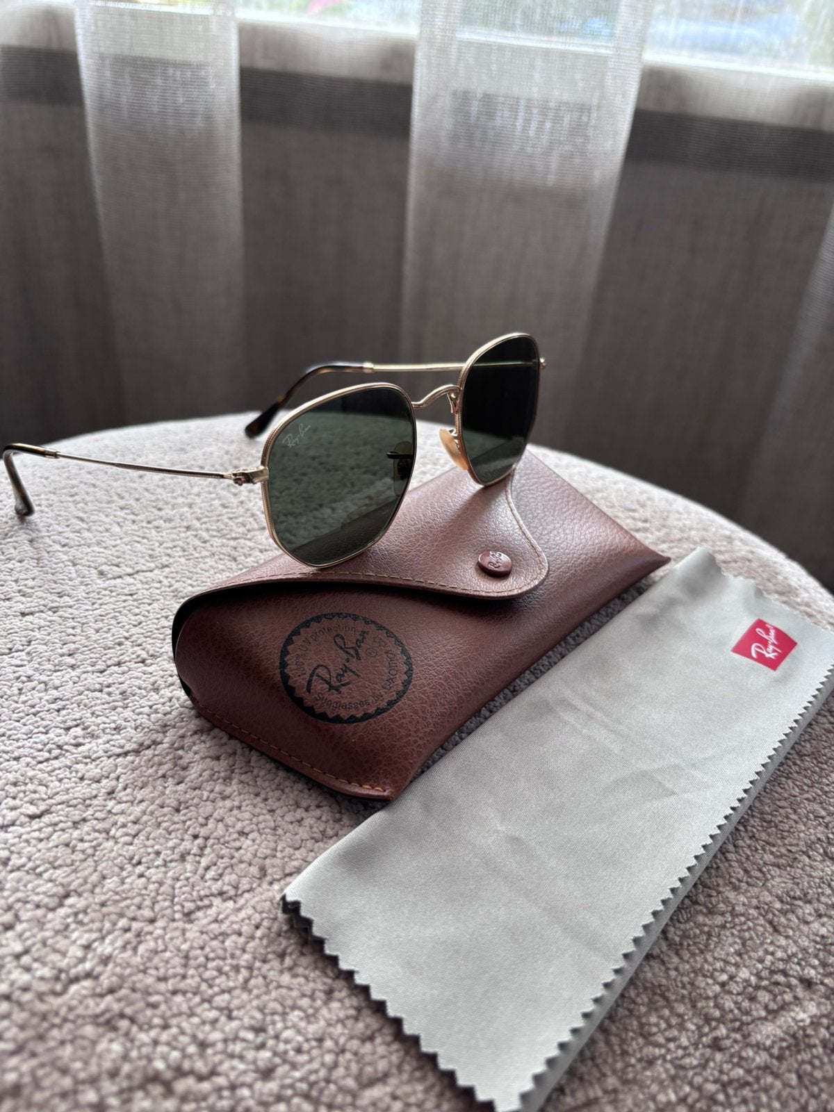 Z.G.A.N. Ray-Ban RB3548N 001 Hexagonal, Ophalen, Zonnebril, Zo goed als nieuw, Ray-Ban