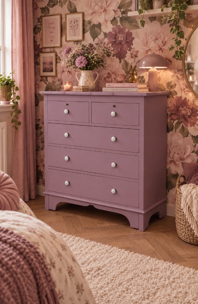 Prachtige sfeervolle authentieke Ladekast commode Old Pink, Ophalen, 100 tot 150 cm, 50 tot 100 cm, Zo goed als nieuw