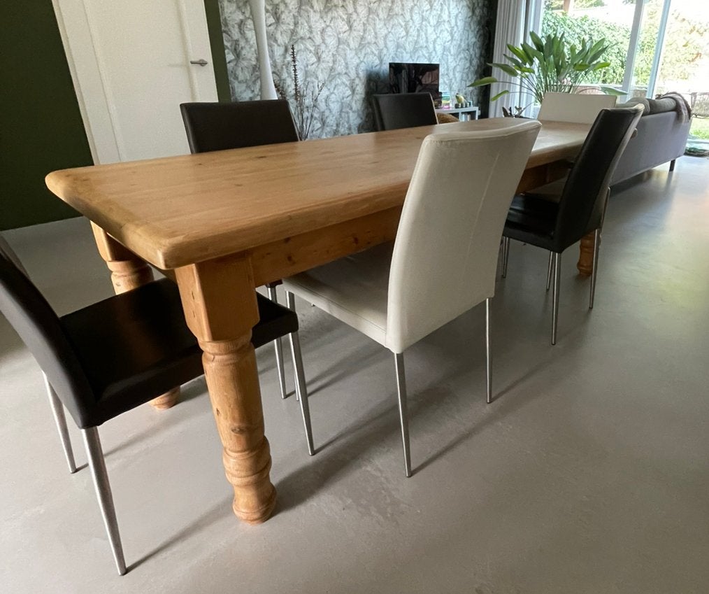Prachtige handgemaakte grenen tafel 220x80x78,5H, Huis en Inrichting, Tafels | Eettafels, Ophalen, 200 cm of meer, 50 tot 100 cm