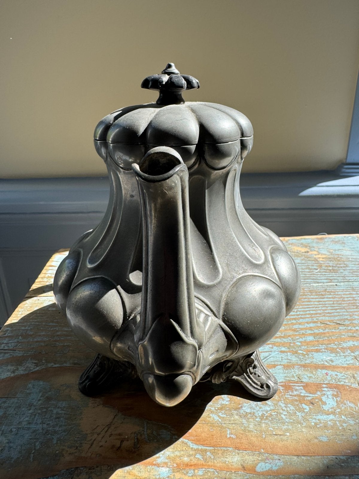 Antieke tinnen theepot/koffiepot van Shaw & Fisher Sheffield, Verzenden