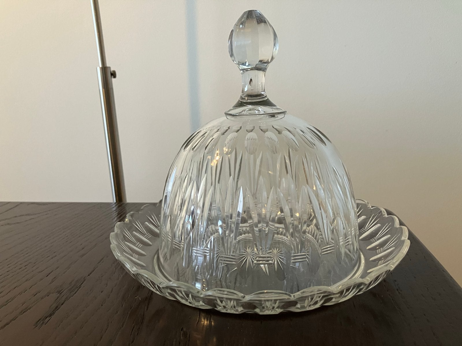Vintage Glazen Botervloot met Koepel - Kristal Look, Ophalen