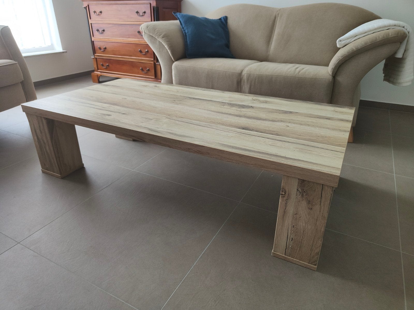 Salontafel licht gekleurd hout, Ophalen, 100 tot 150 cm, 50 tot 100 cm, Rechthoekig