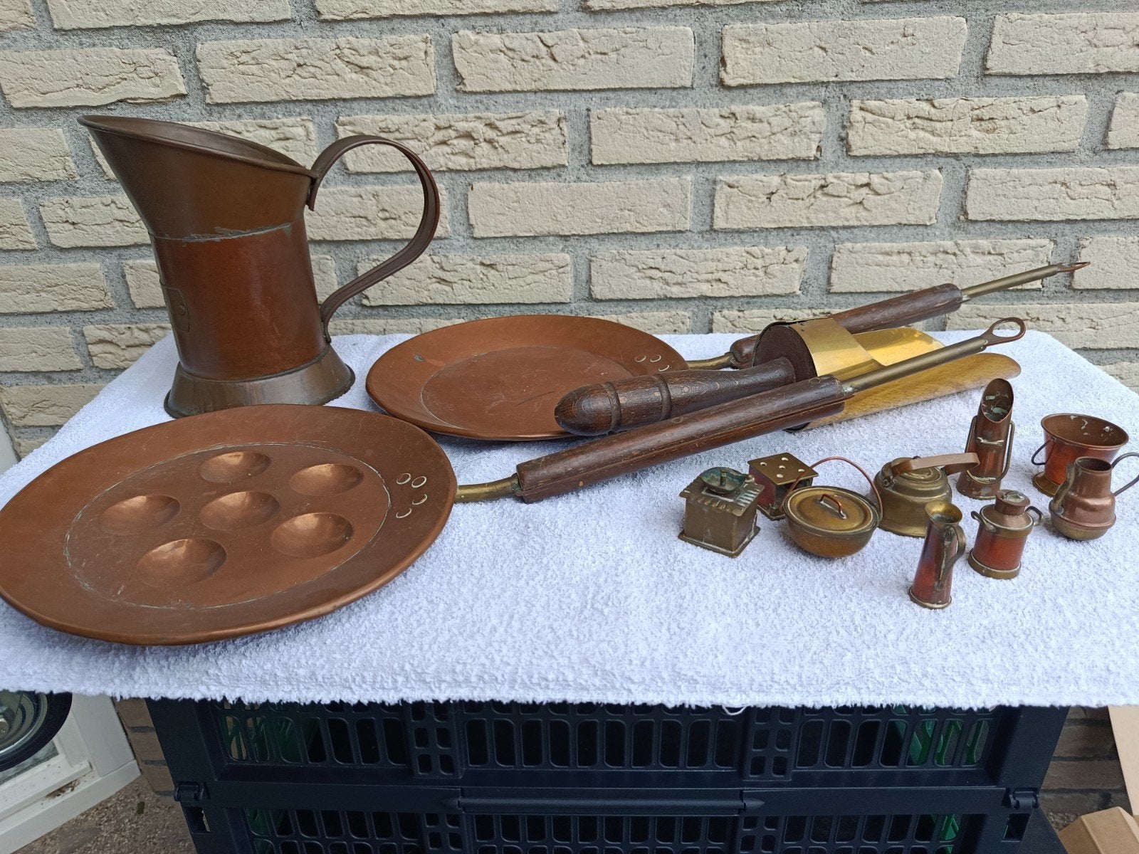 Diverse koperen en bronzen decoratie en gebruiksvoorwerpen, Antiek en Kunst, Ophalen of Verzenden, Koper