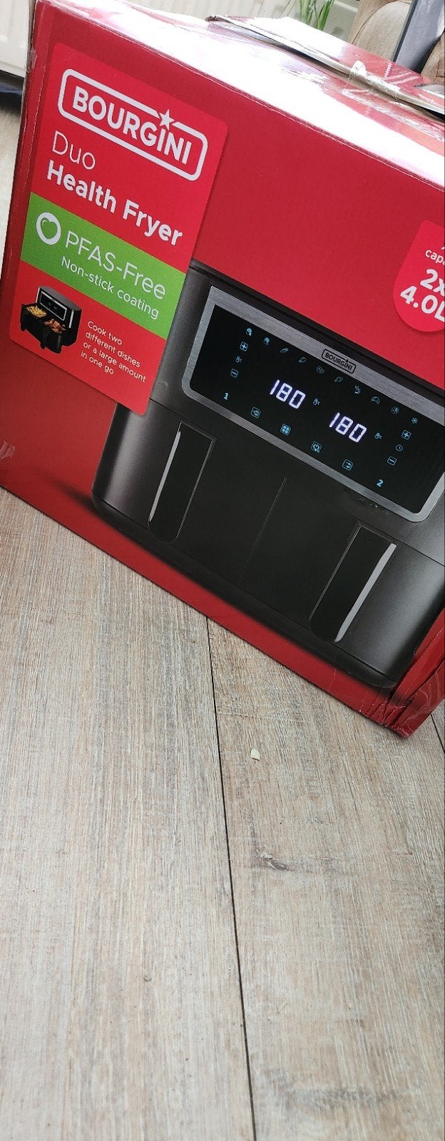 Bourgini Duo Heteluchtfriteuse 2x4L, Witgoed en Apparatuur, 4 liter of meer, Ophalen of Verzenden, Nieuw, Duo-friteuse