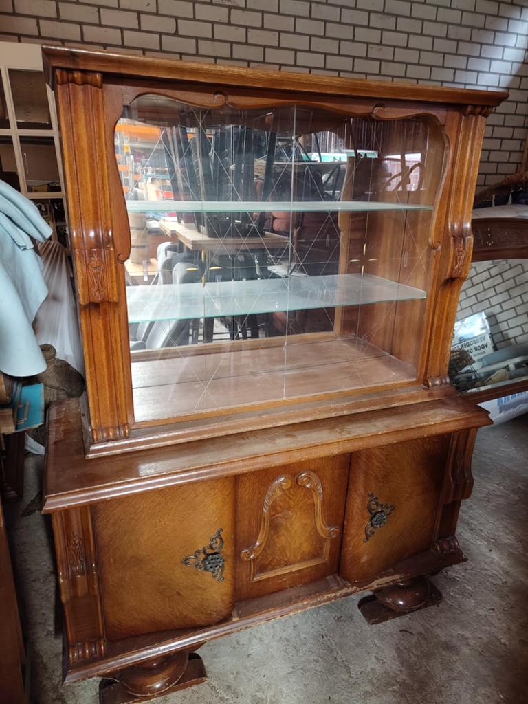 Mooie vintage buffet vitrine kast, Antiek en Kunst, Ophalen