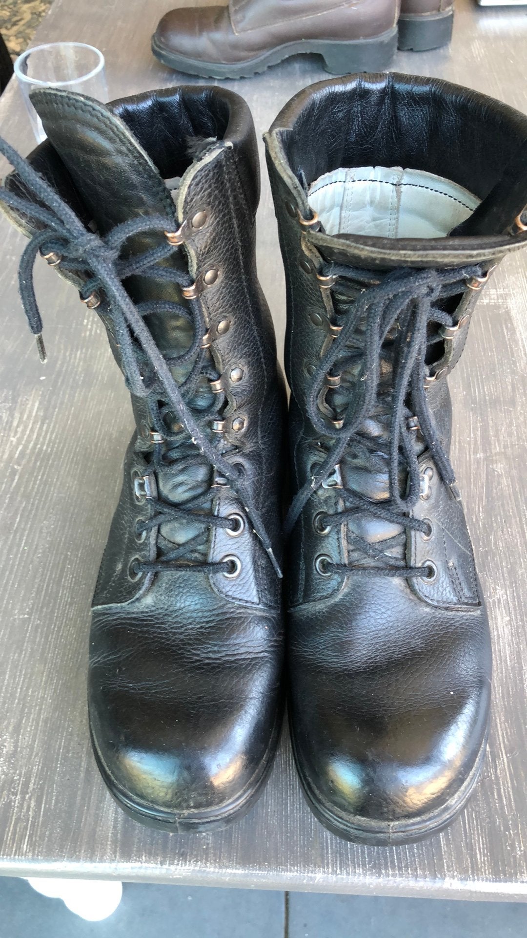 Zwarte leren leger boots / kistjes, Ophalen of Verzenden, Landmacht, Nederland, Kleding of Schoenen