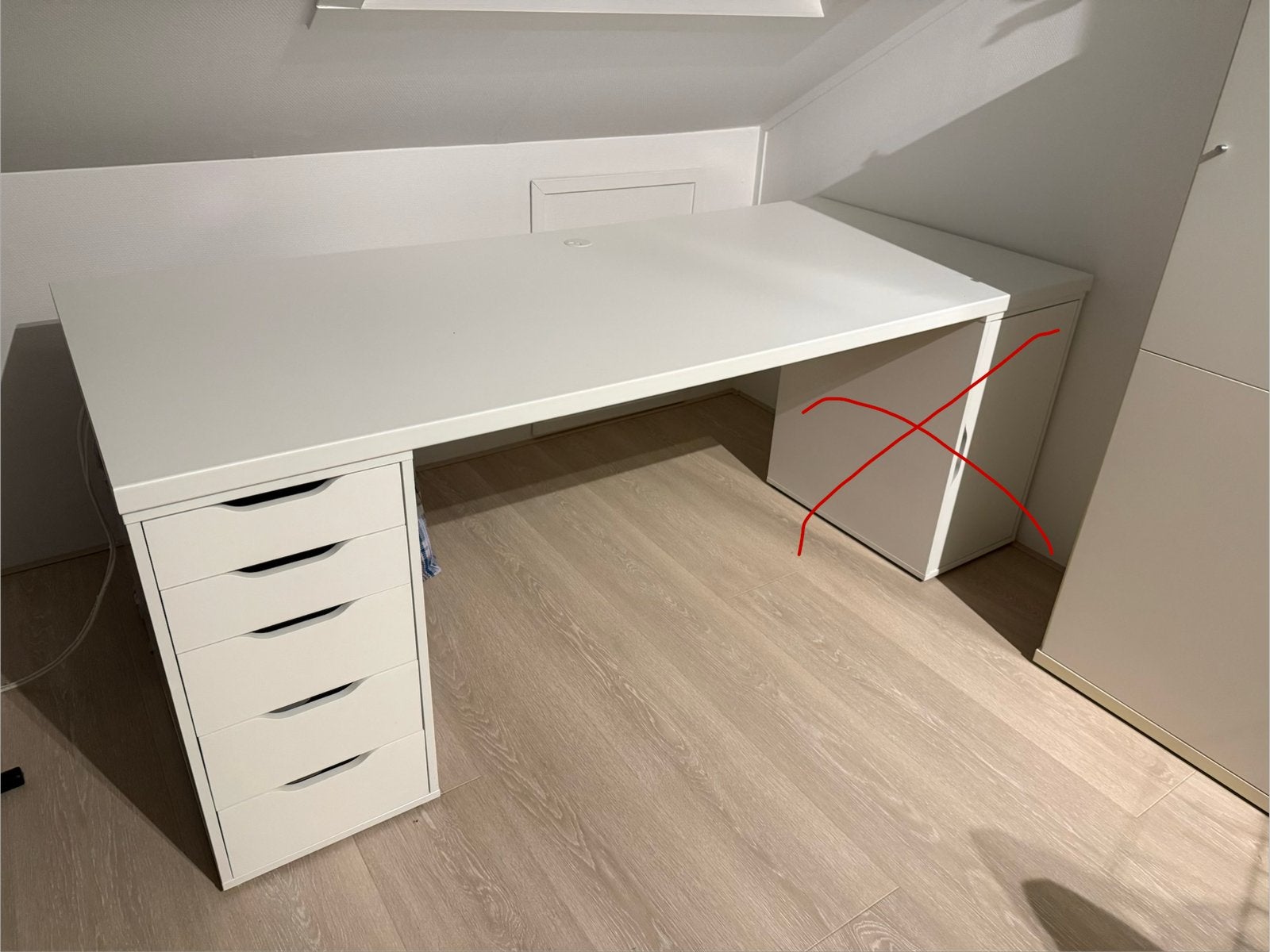Bureaublad 200x90cm met ladekast, Zo goed als nieuw, 3 of 4 laden, Minder dan 100 cm, 25 tot 50 cm