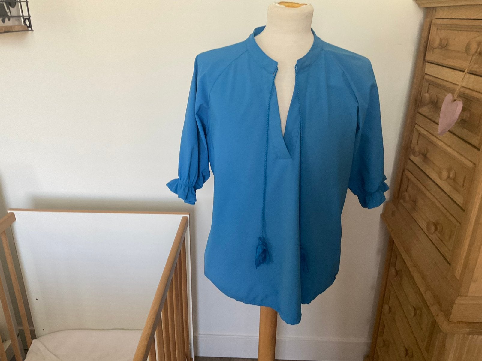 Lady day blouse maat XL travelstof, Ophalen of Verzenden, Zo goed als nieuw, Maat 46/48 (XL) of groter, Blauw