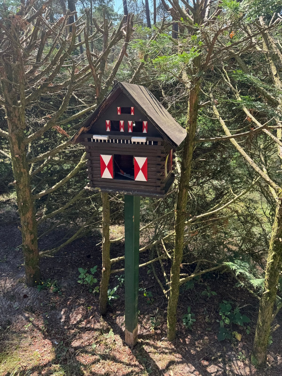 Vogel huis op houten paal, Ophalen, Hout, Vogelkooi