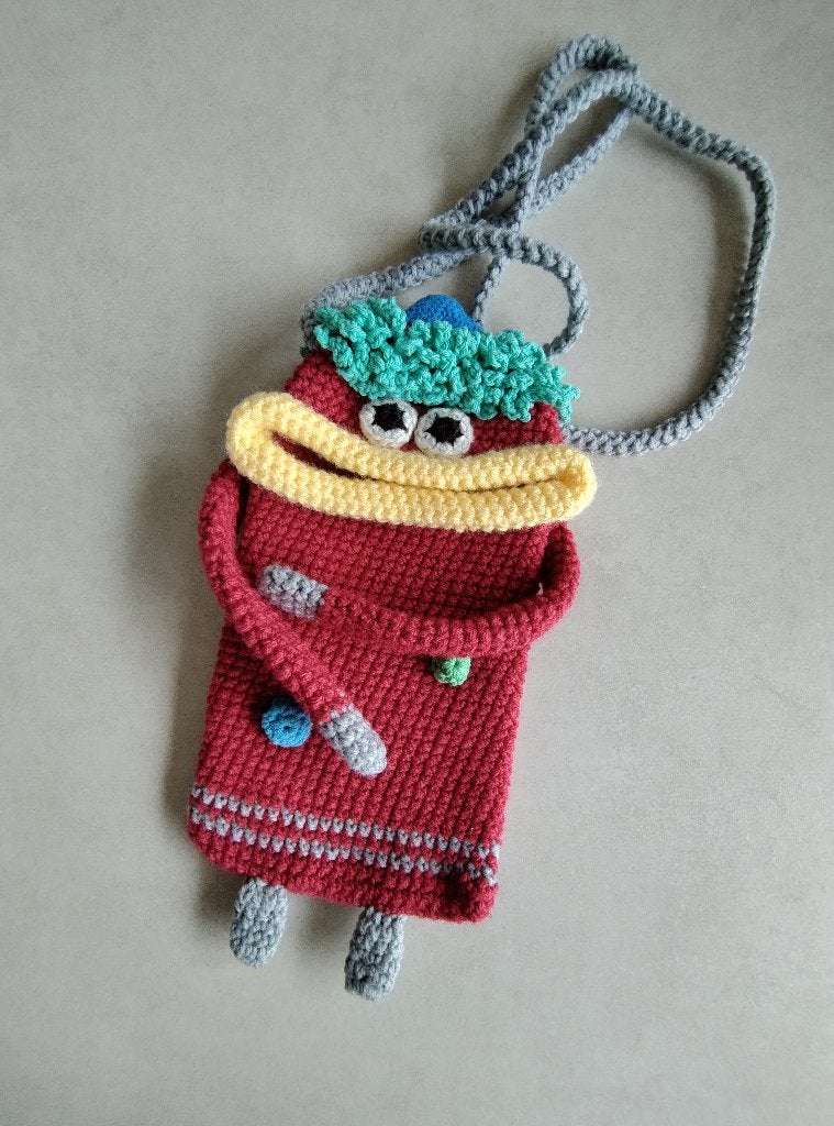 Handgemaakte telefoontas schoudertas rood grote mond, Ophalen of Verzenden, Nieuw, Rood