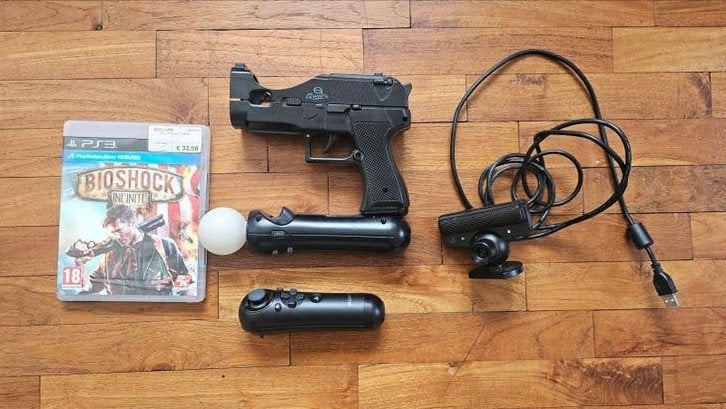 PlayStation Move set met 2 controllers, camera en Bioshock, Met 2 controllers, Ophalen of Verzenden, Slim, Gebruikt
